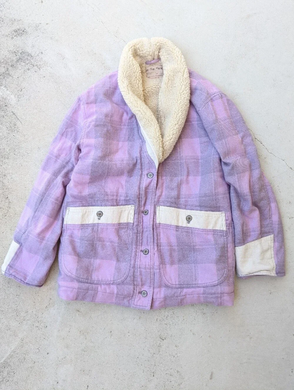 Free People 'We The Free' lilac plaid fleece lined jacket